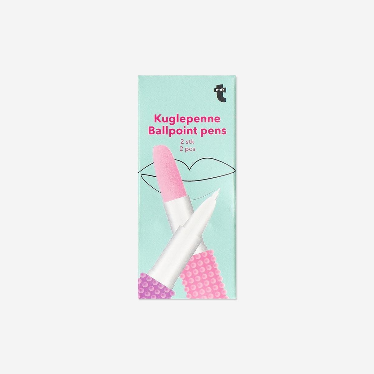 Pink Ballpoint Pens As Lipsticks - 2 Pcs