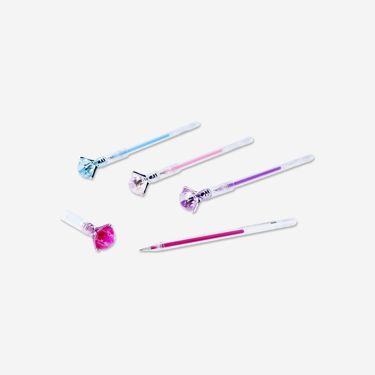 Multicolour Gel Ink Pens With Diamonds - 4 Pcs