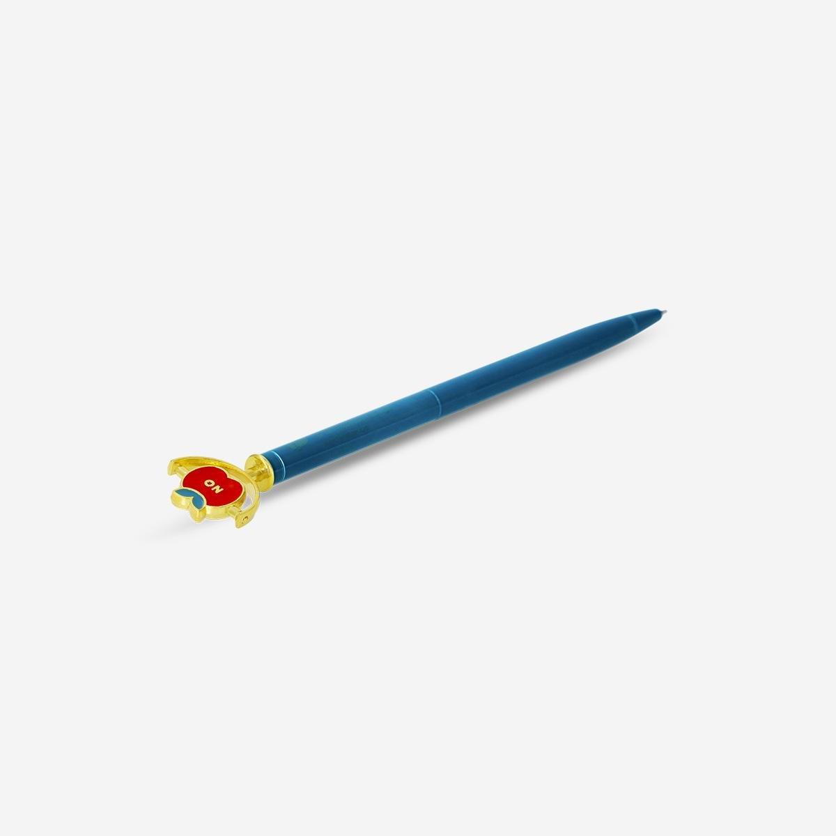 Blue Ballpoint Pen With Spinning Apple - Black Ink