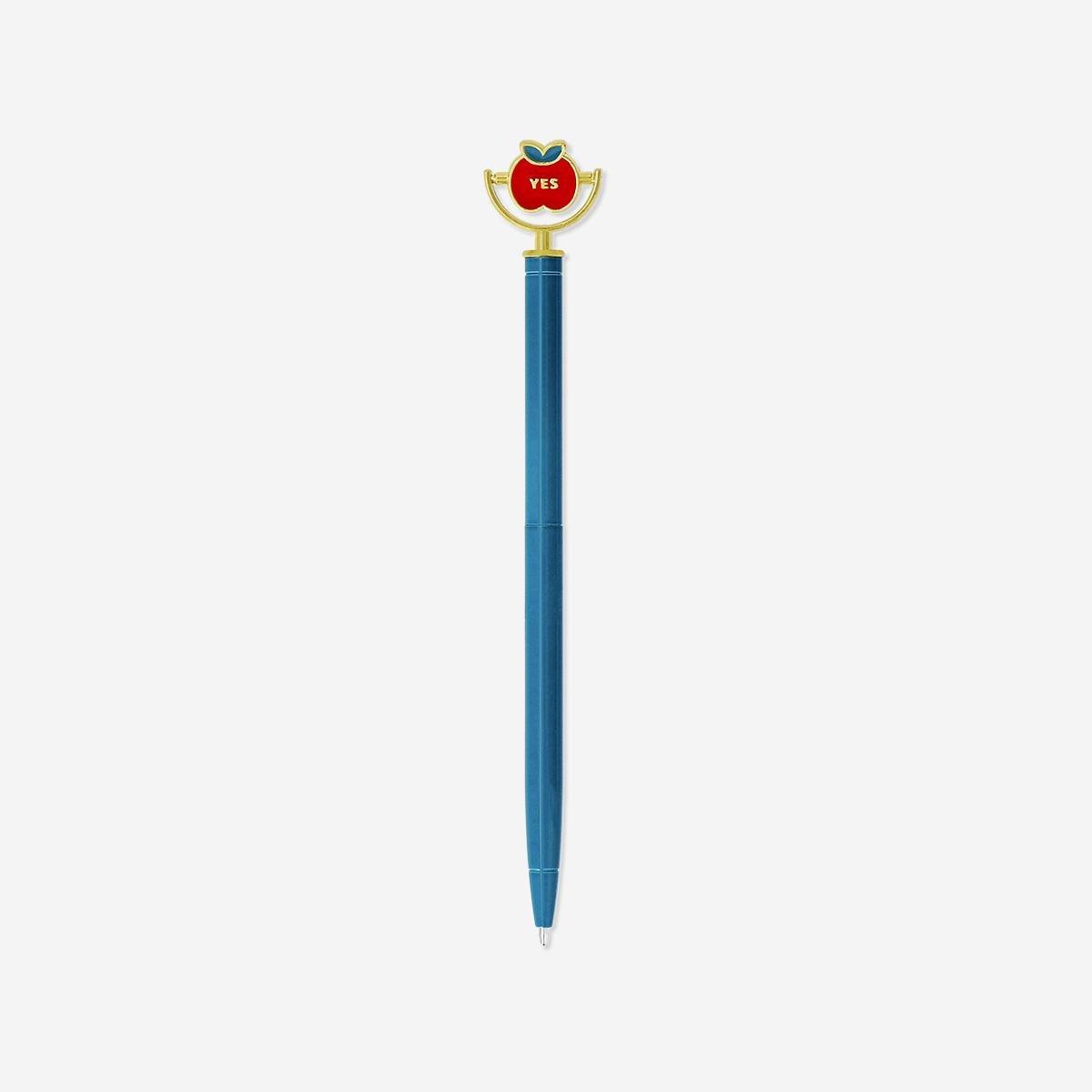 Blue Ballpoint Pen With Spinning Apple - Black Ink