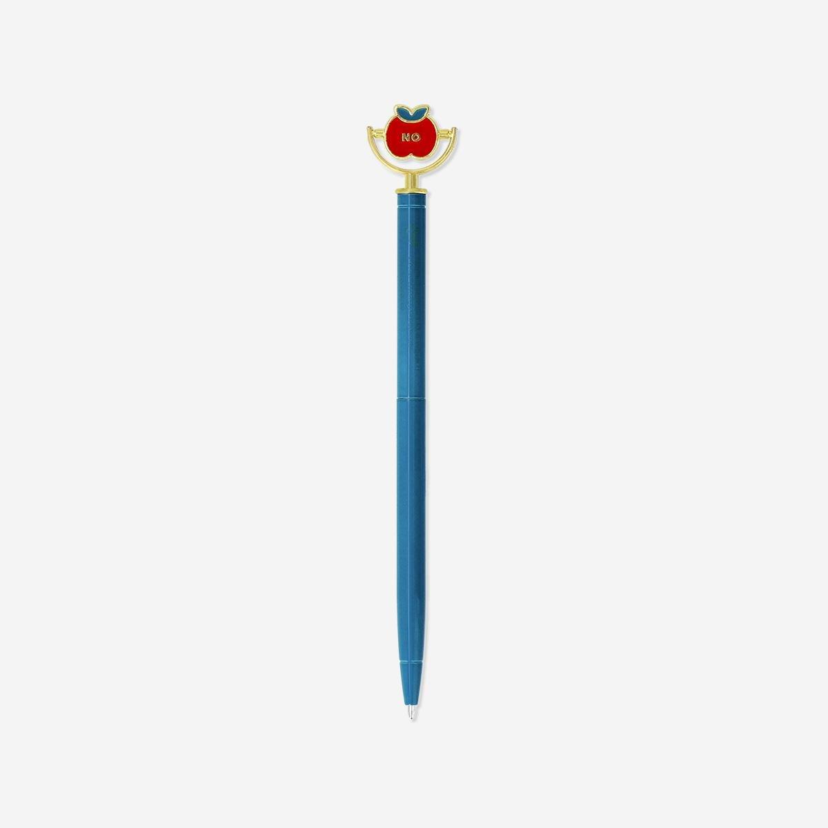 Blue Ballpoint Pen With Spinning Apple - Black Ink