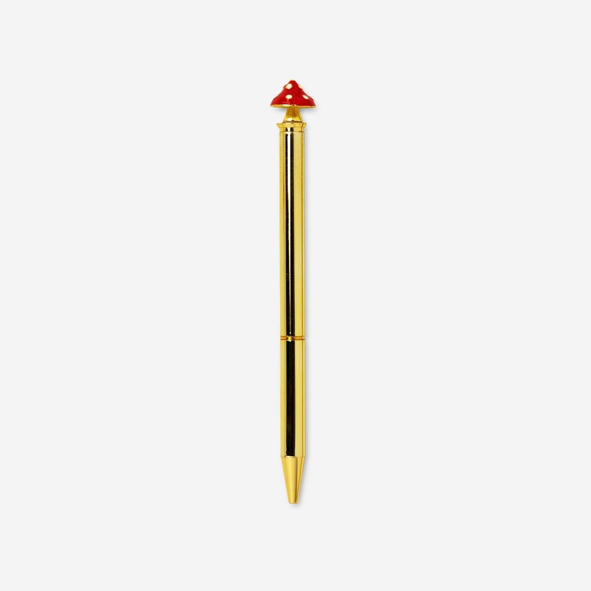 Gold Metal Ballpoint Pen With Mushroom