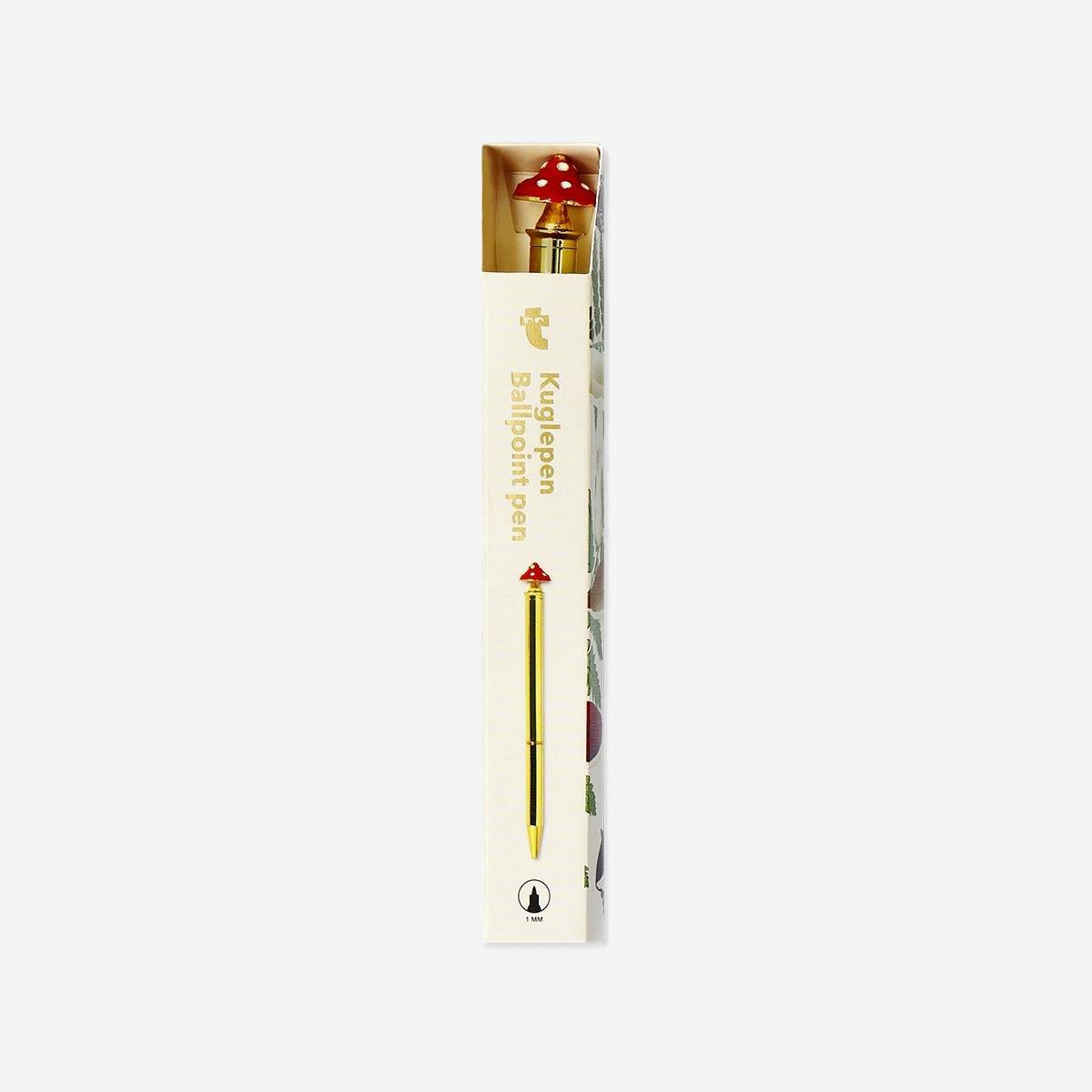 Gold Metal Ballpoint Pen With Mushroom