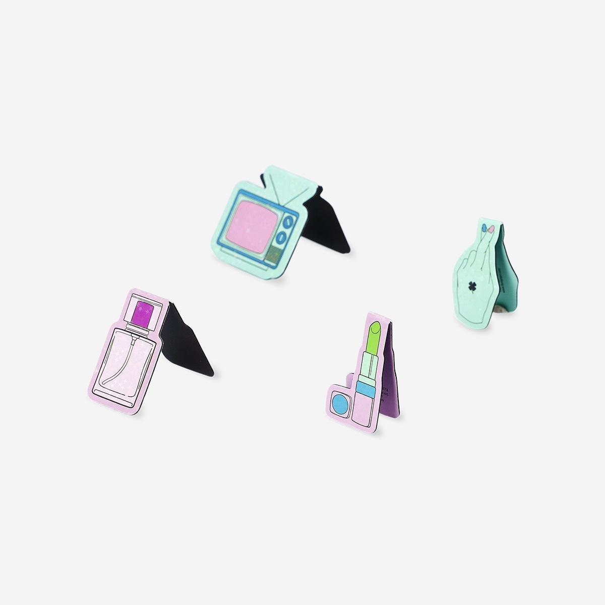Multicolour Magnetic Bookmarks - 4 Pcs