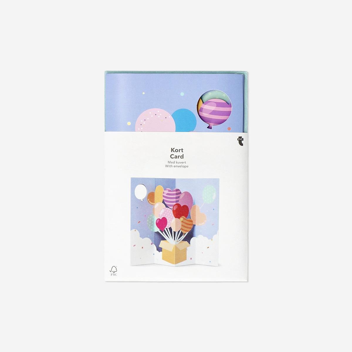 Multicolour Greetings Card With Balloons