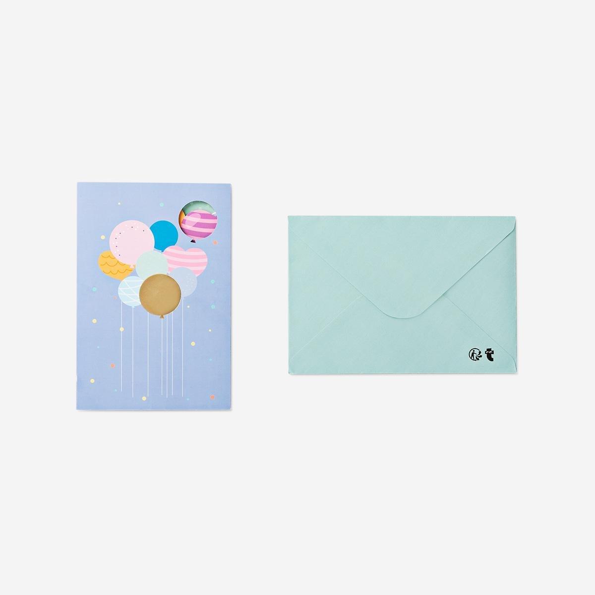 Multicolour Greetings Card With Balloons