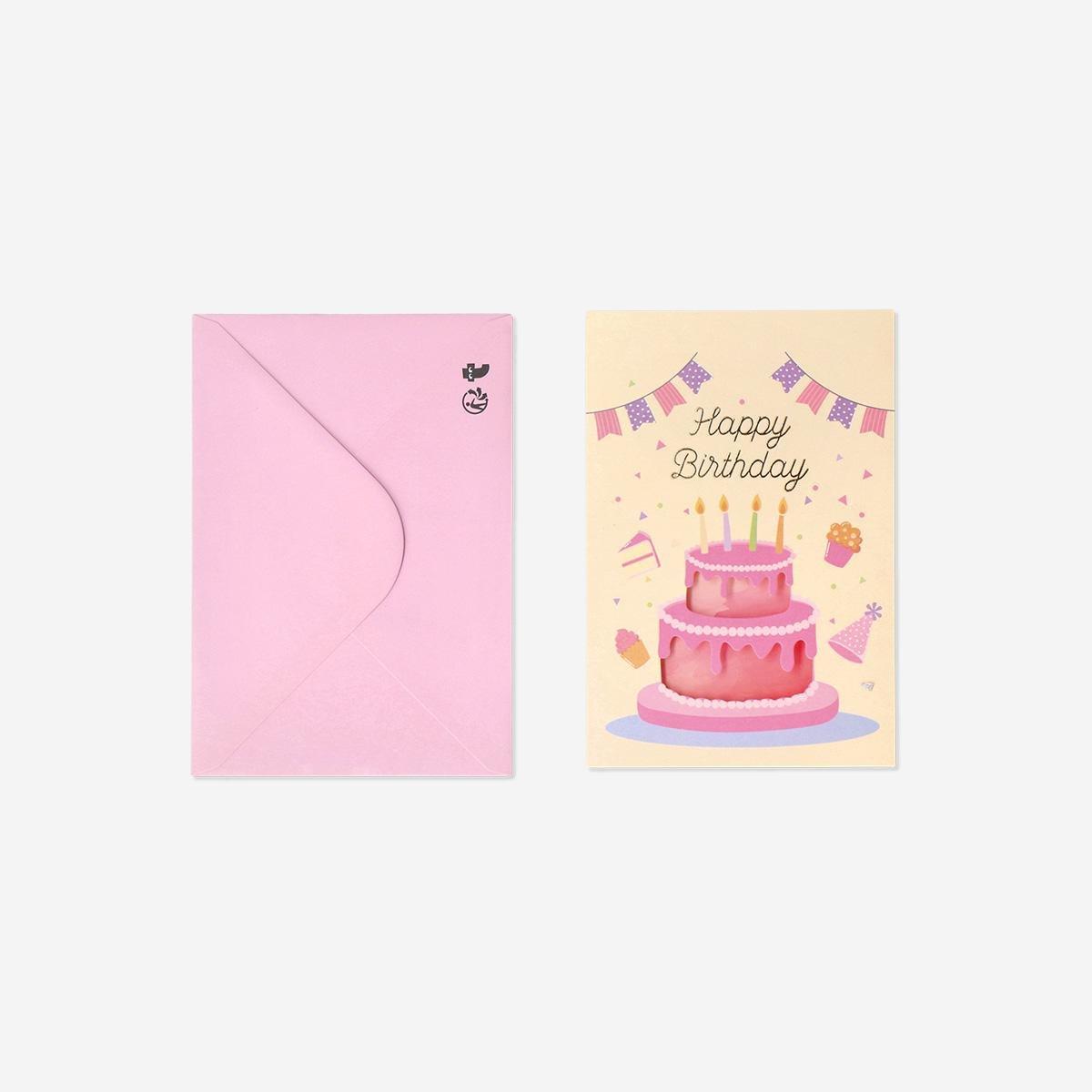 Multicolour Birthday Card With Two Tier Cake