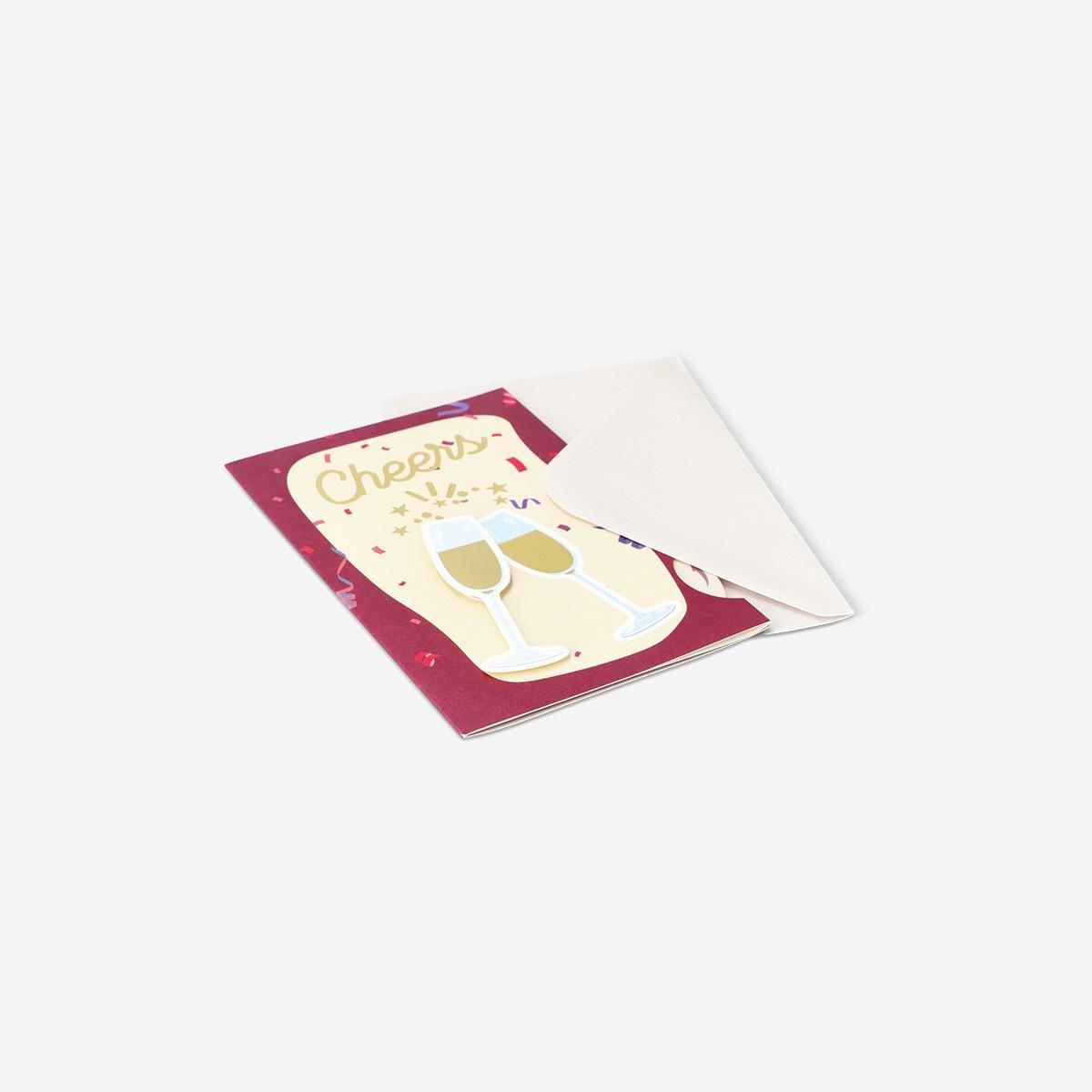 Multicolour Greetings Card With Champagne Glasses