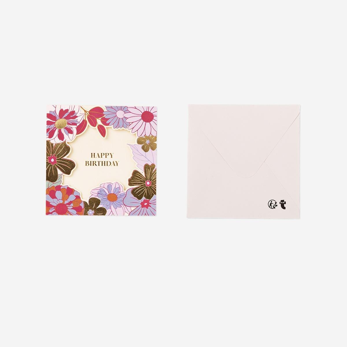 Multicolour Floral Birthday Card