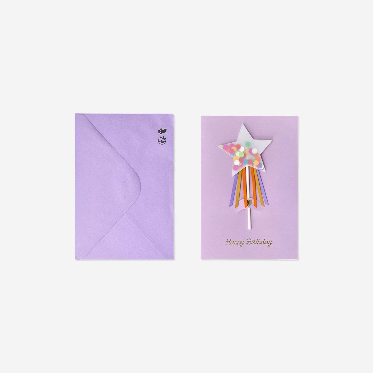 Multicolour Birthday Card With Star Wand