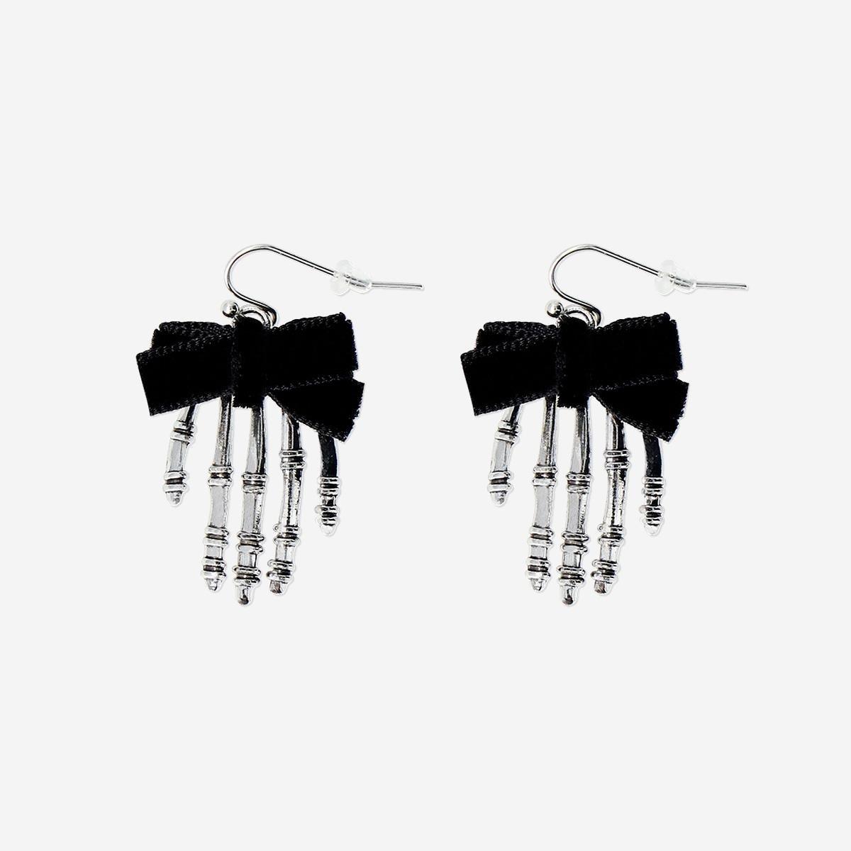 Silver Skeleton Hands Earrings