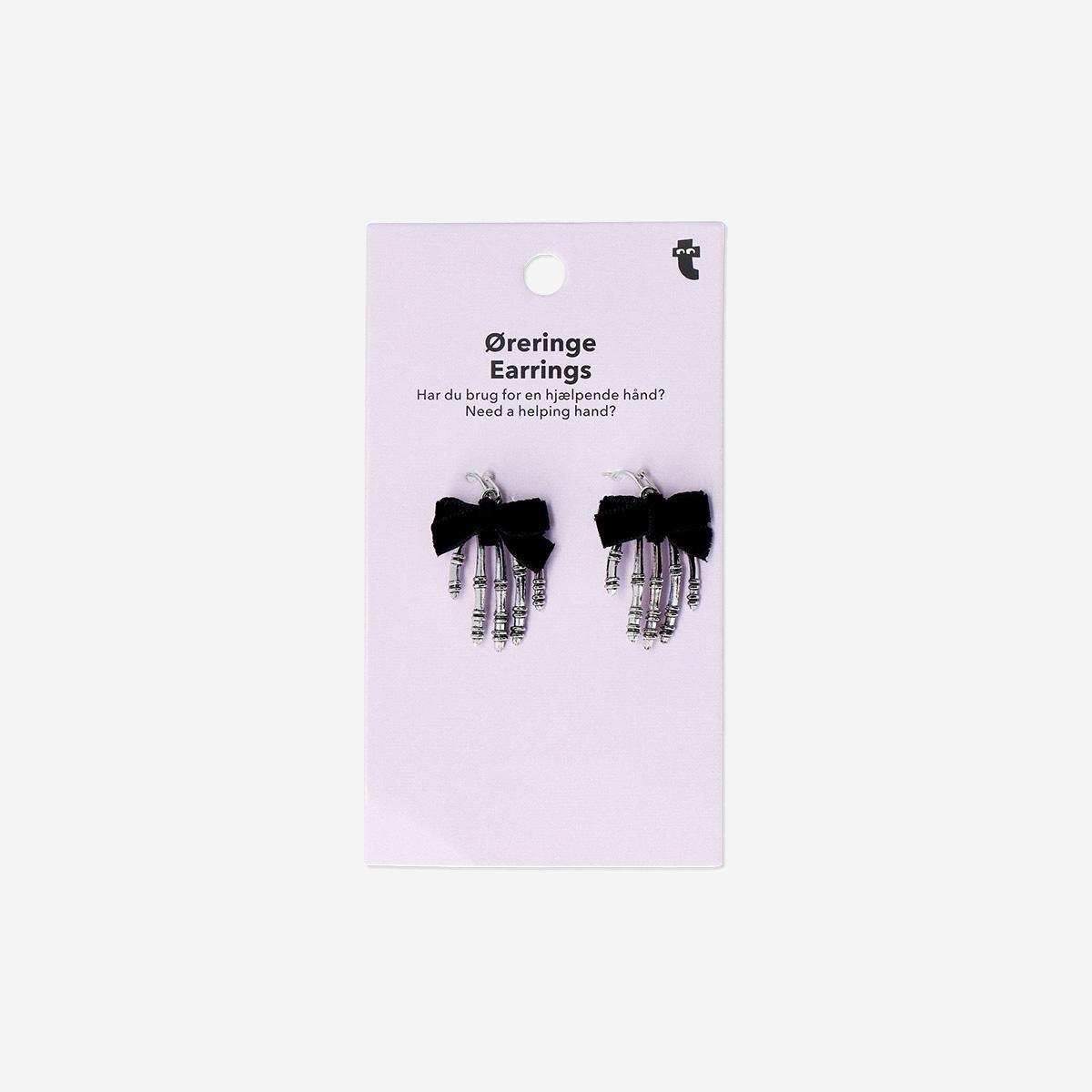 Silver Skeleton Hands Earrings