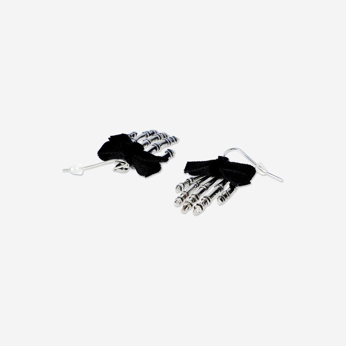 Silver Skeleton Hands Earrings