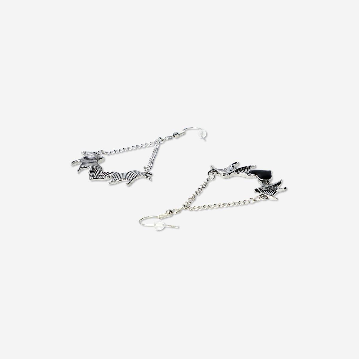 Silver Bat Heart Earrings