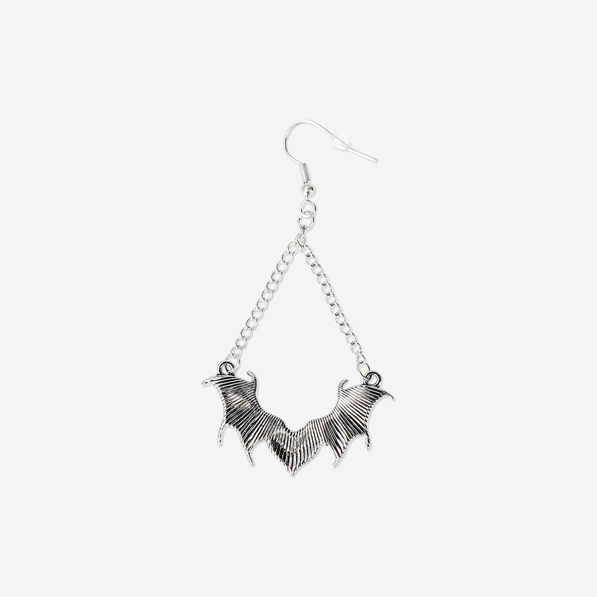 Silver Bat Heart Earrings