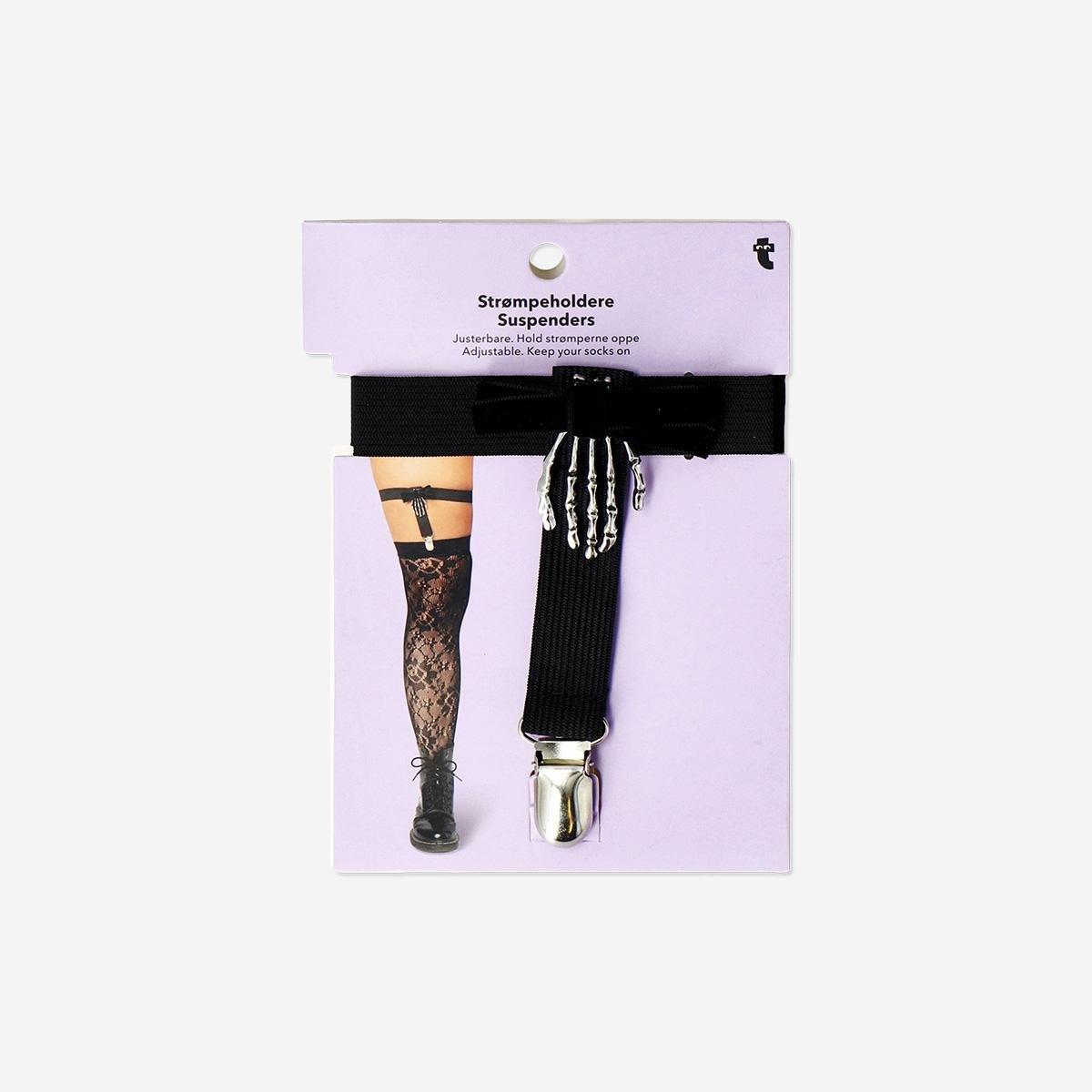 Black Skeleton Hands Adjustable Suspenders - 2 Pcs