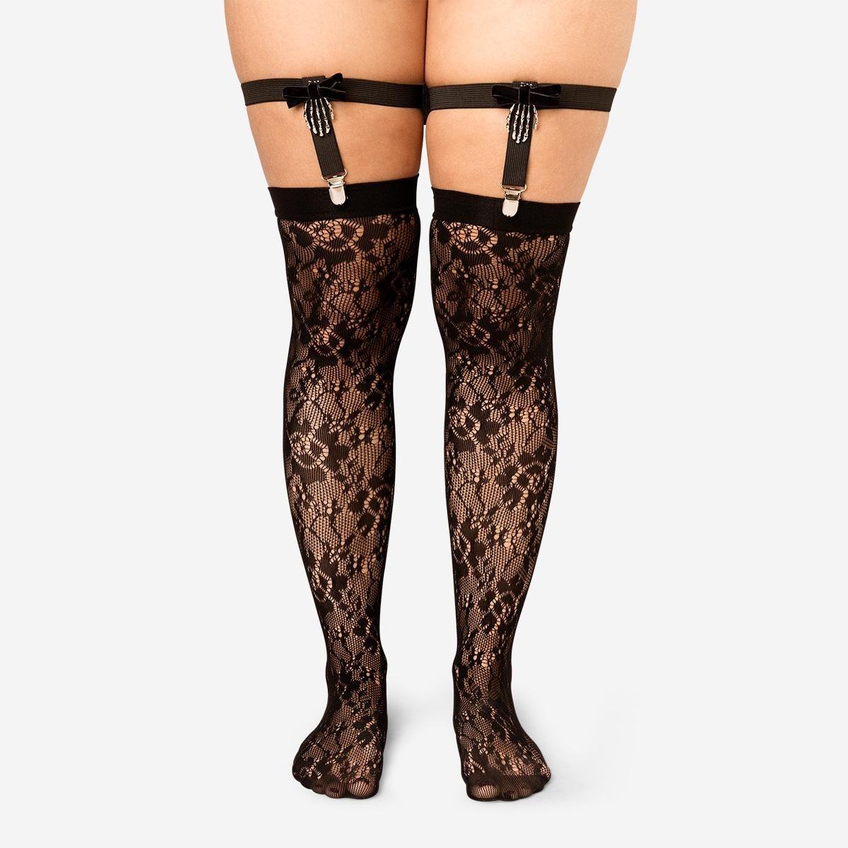 Black Skeleton Hands Adjustable Suspenders - 2 Pcs