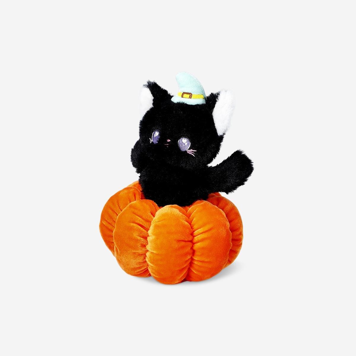 Multicolour Plush Toy - Black Cat In Pumpkin