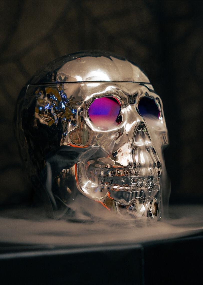 SILVER     Skull fog machine with light