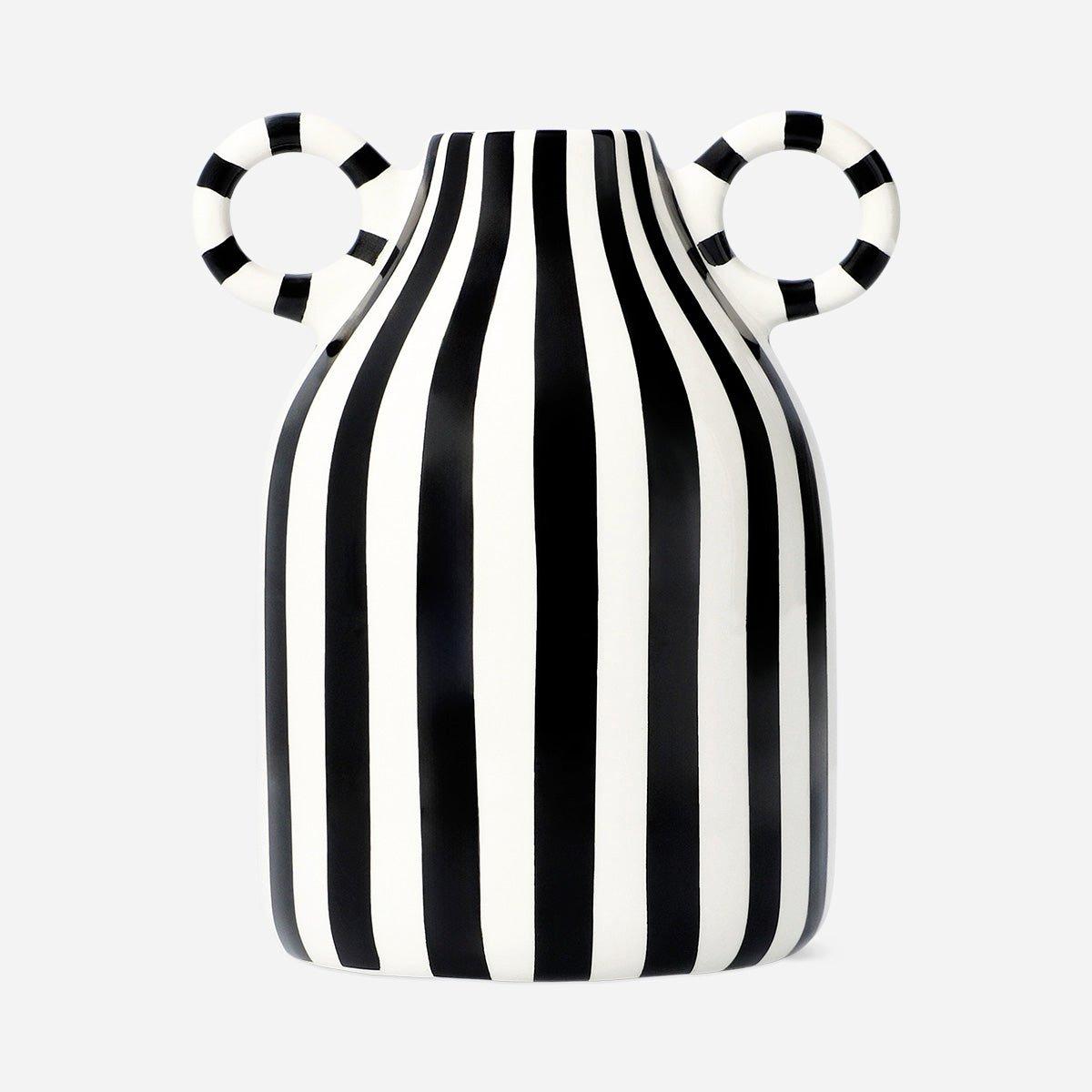 Black And White Stripes Vase - 16 Cm