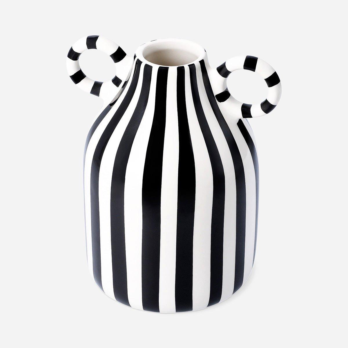 Black And White Stripes Vase - 16 Cm