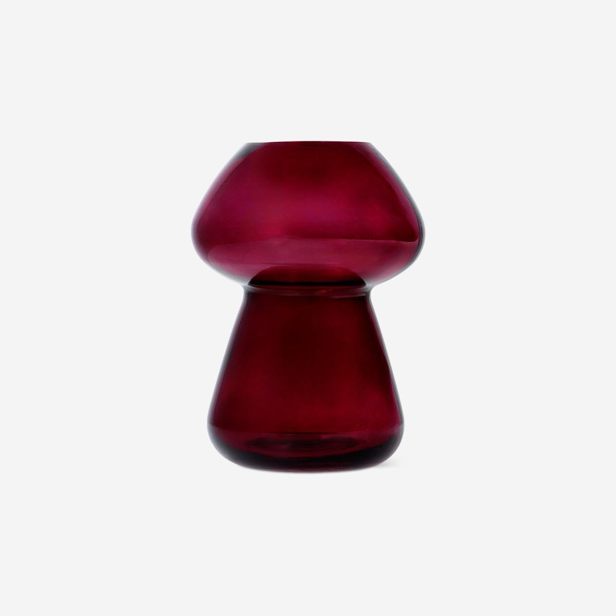 Pink Burgundy Mushroom Glass Vase - 17 Cm