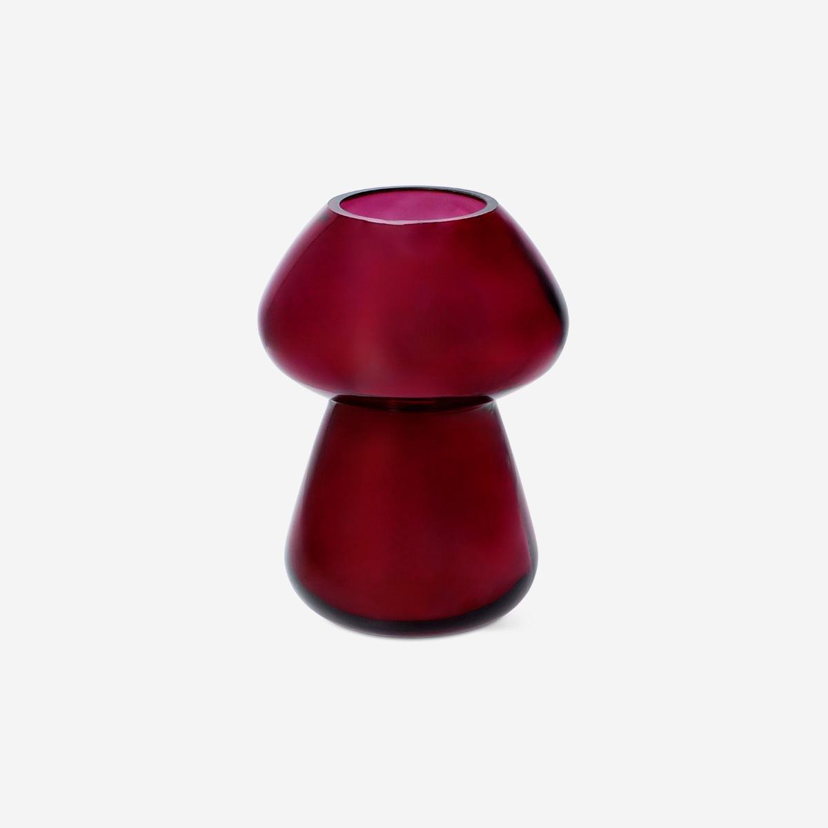 Pink Burgundy Mushroom Glass Vase - 17 Cm