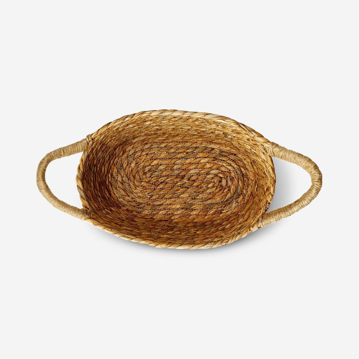 Brown Basket With Embroidered Mushroom