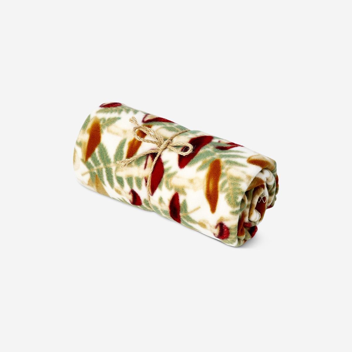 Multicolour Blanket With Fall Print - 130X180 Cm