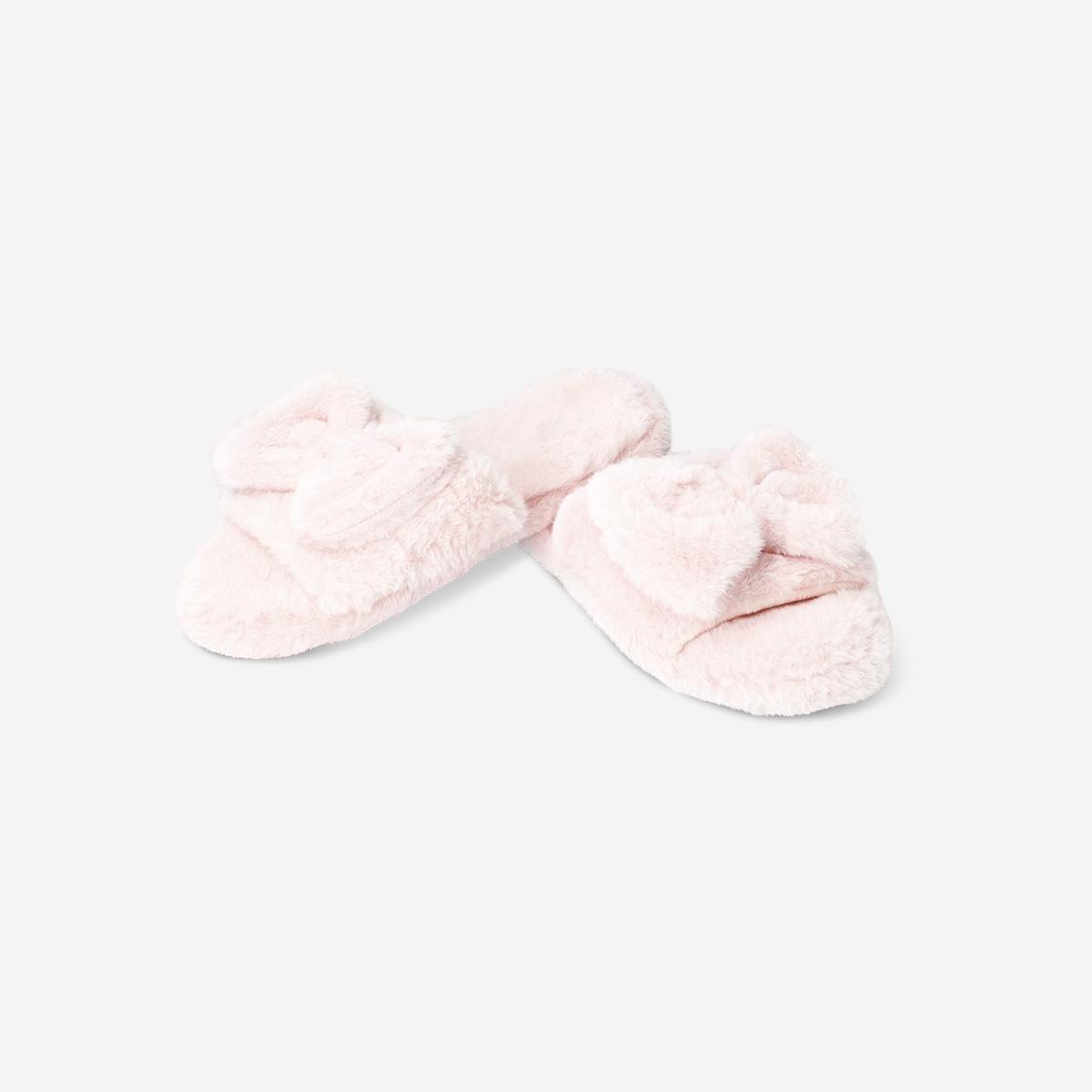 Multicolour Slippers With Fluffy Bow - Size 38/39