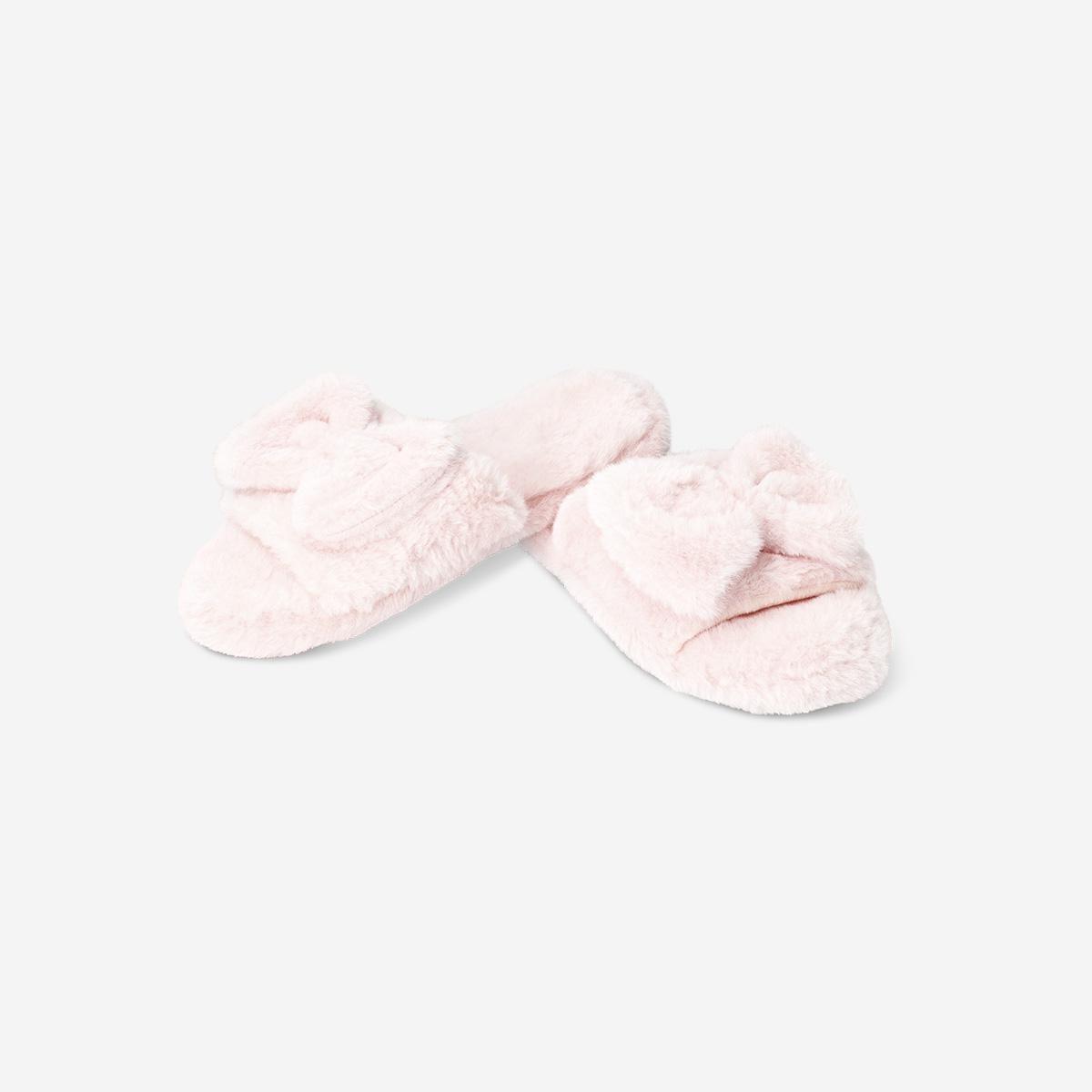 Multicolour Slippers With Fluffy Bow - Size 40/41