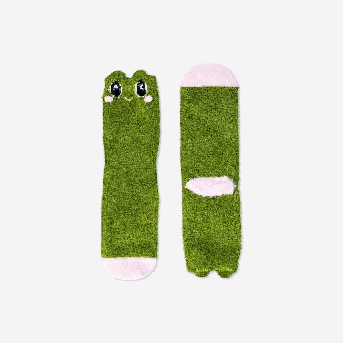 Green Comfy Frog Socks - Size 39/40