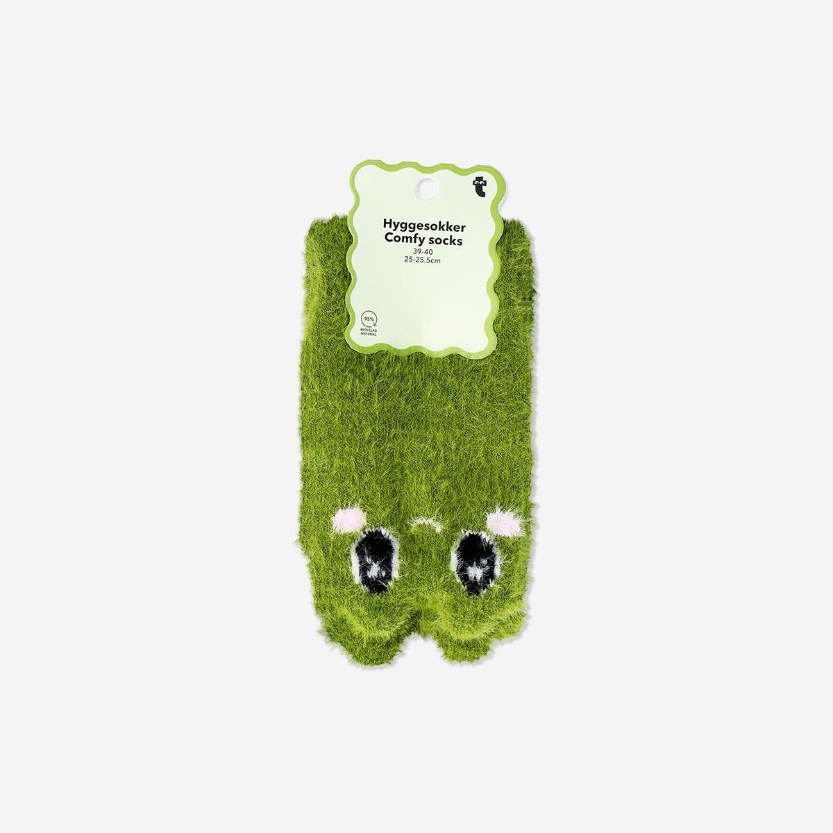 Green Comfy Frog Socks - Size 39/40