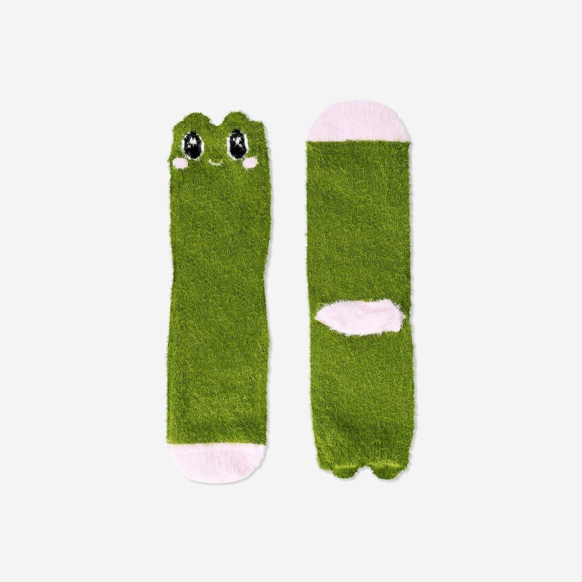 Green Comfy Frog Socks - Size 37/38