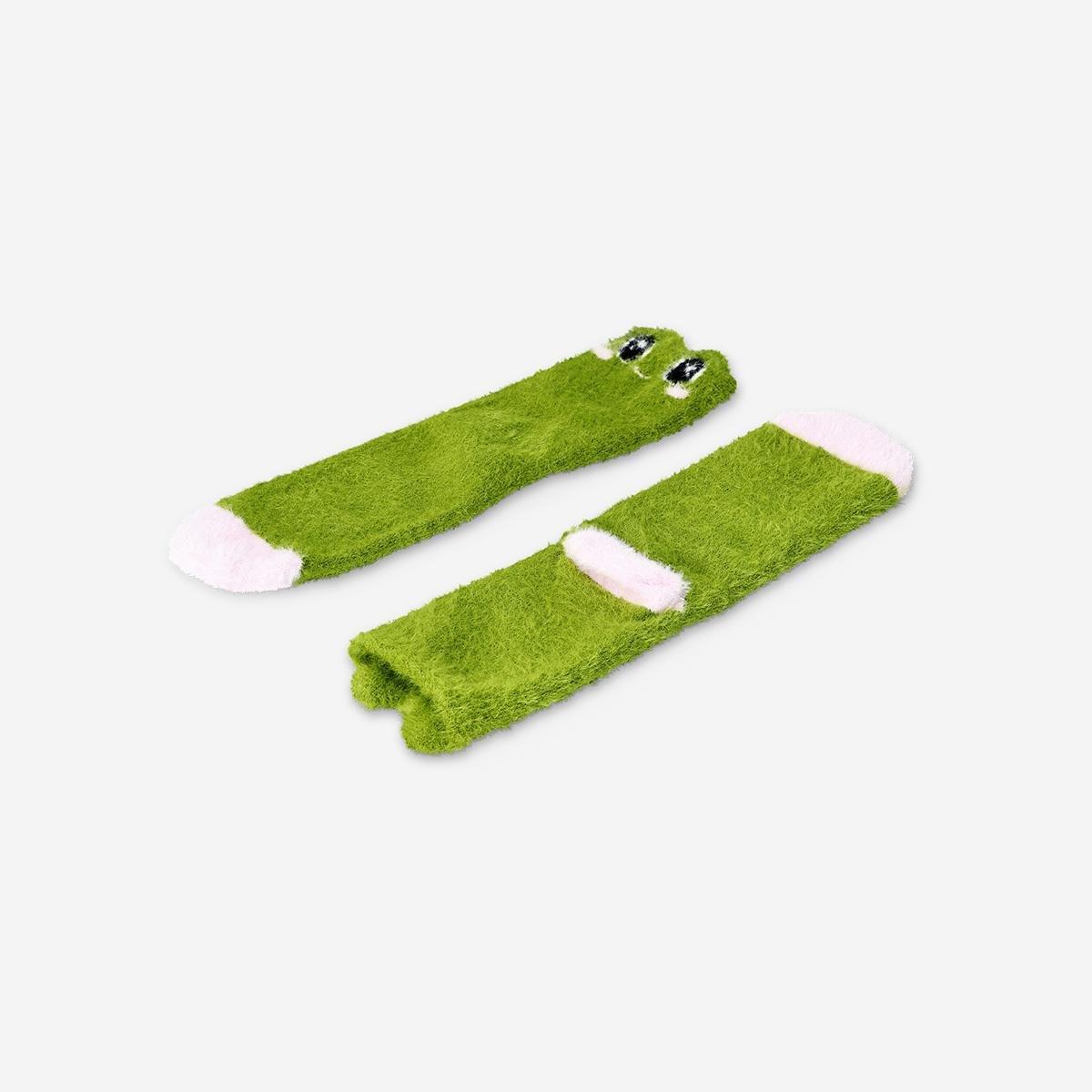 Green Comfy Frog Socks - Size 37/38
