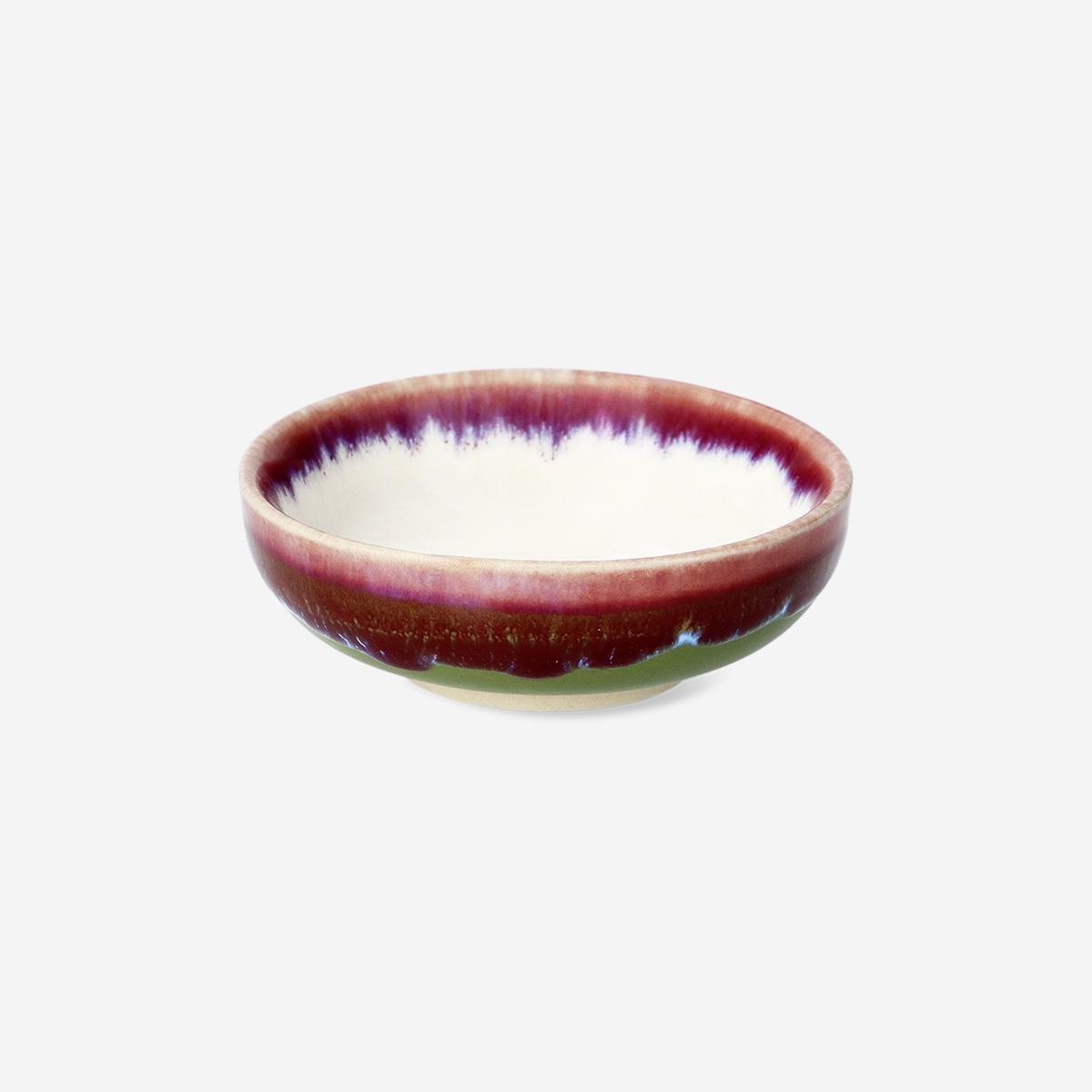 Multicolour Ceramic Bowl With Running Glaze - 9 Cm