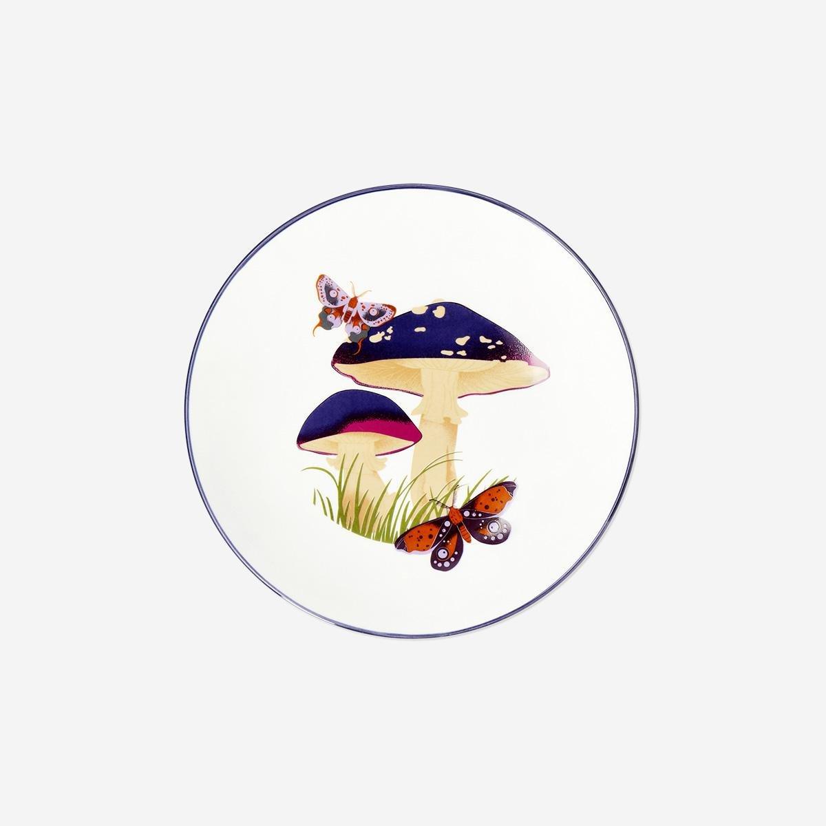 Multicolour Ceramic Mushroom Plate - 20 Cm