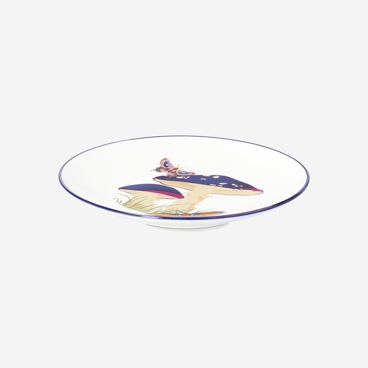 Multicolour Ceramic Mushroom Plate - 20 Cm