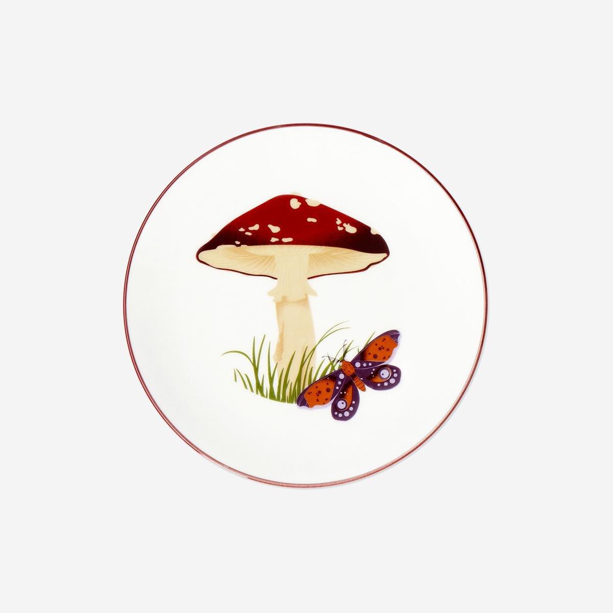 Multicolour Ceramic Mushroom Plate - 16 Cm