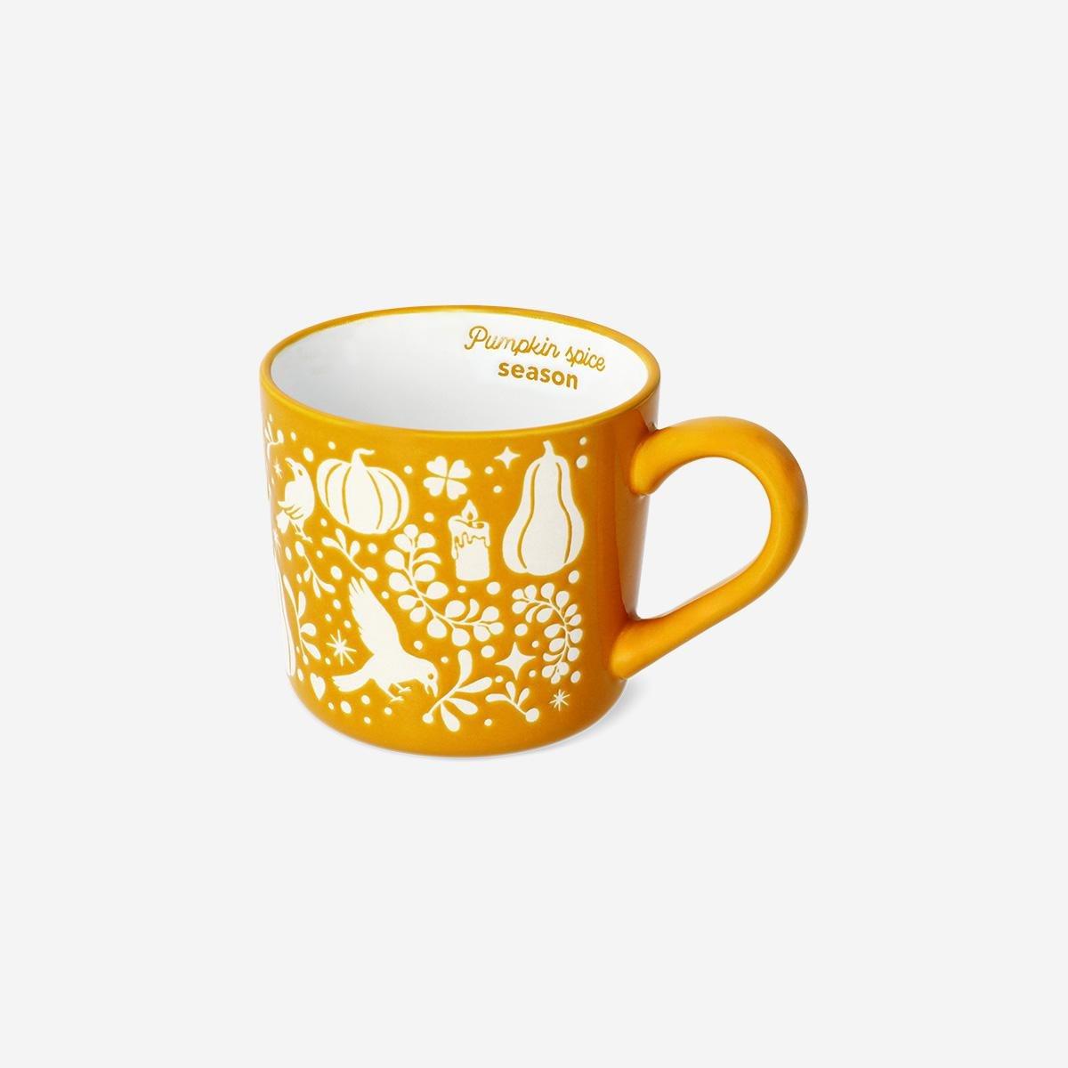 Orange Mug With Pumpkin Print - 480 ml