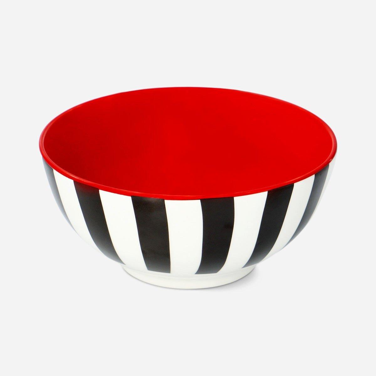 Multicolour Stripy Bowl With Red Colour Inside - 14 Cm