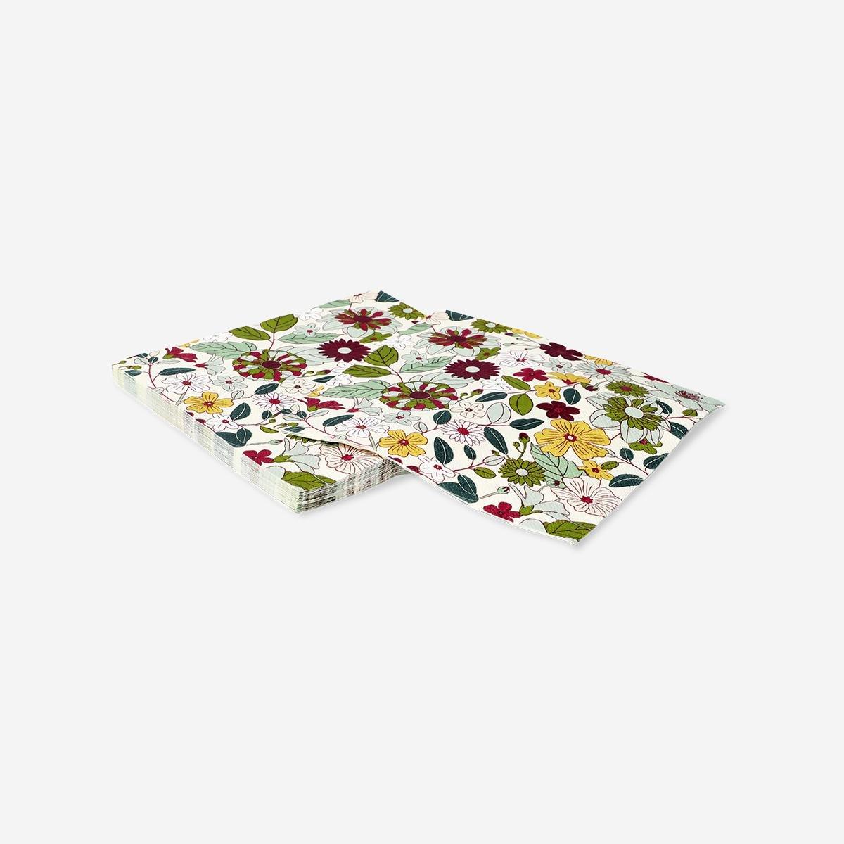 Multicolour Floral Autumn Napkins - 16 Pcs