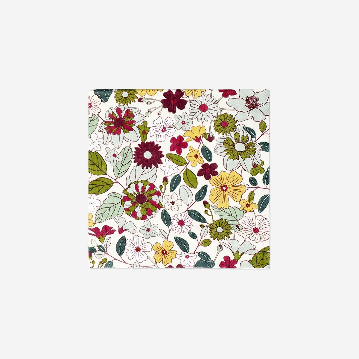 Multicolour Floral Autumn Napkins - 16 Pcs