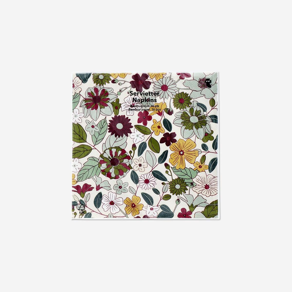 Multicolour Floral Autumn Napkins - 16 Pcs