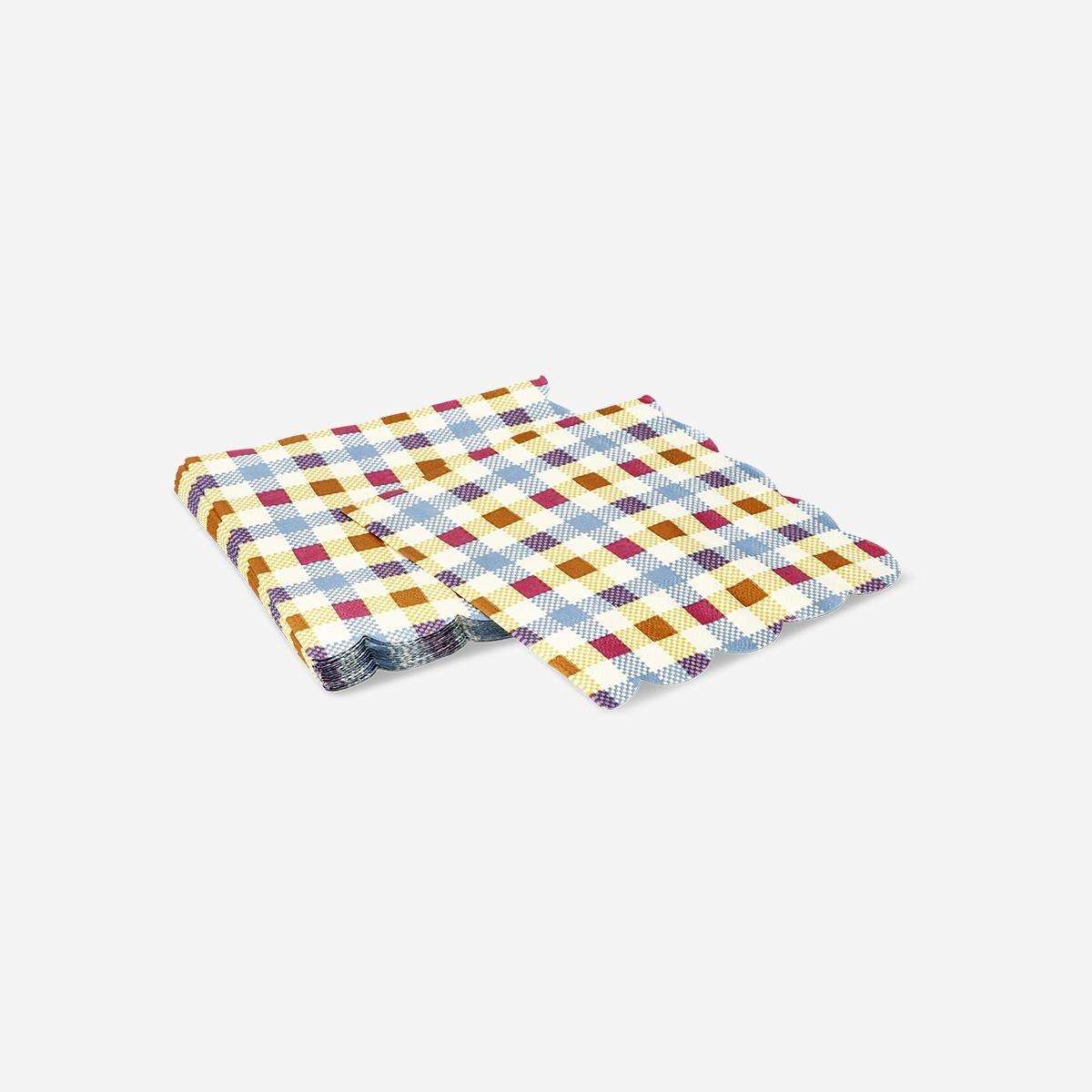 Multicolour Checkered Napkins - 16 Pcs