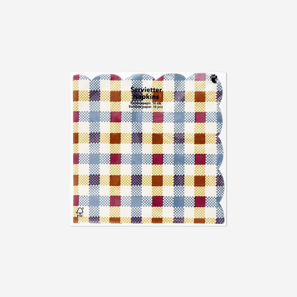 Multicolour Checkered Napkins - 16 Pcs