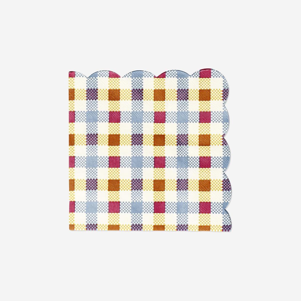 Multicolour Checkered Napkins - 16 Pcs
