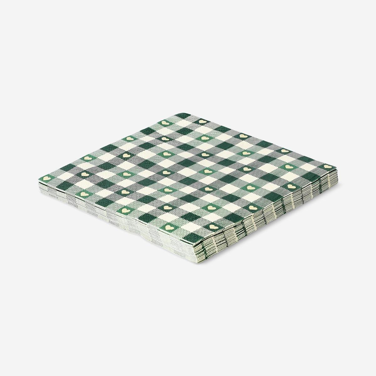 Green Checkered Napkins - 16 Pcs