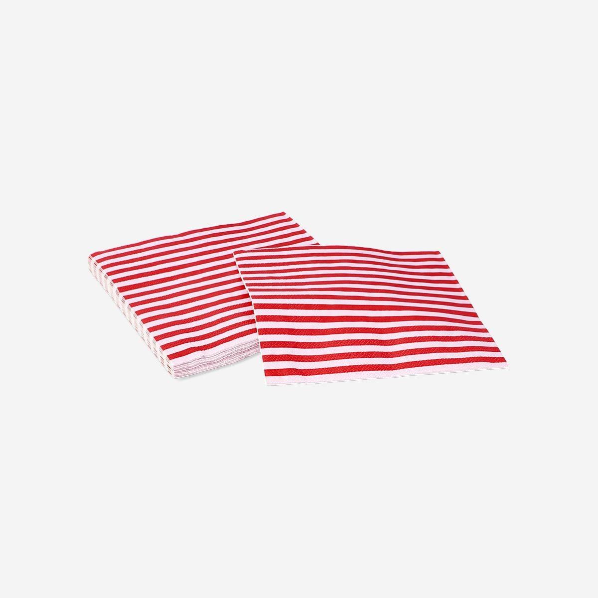 Red Striped Napkins - 16 Pcs