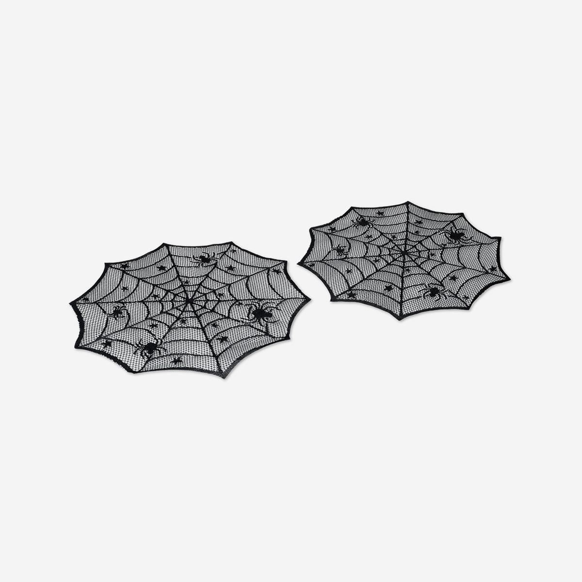 Black Round Spiderweb Placemats - 4 Pcs